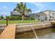The lush backyard features a dock and a scenic canal view, perfect for relaxing and enjoying the waterfront lifestyle at 15525 Old Dixie Hwy, Hudson, FL 34667