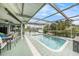 Relaxing screened-in pool area with multiple seating areas and tranquil canal views at 15525 Old Dixie Hwy, Hudson, FL 34667