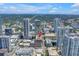 A high-angle aerial view shows an urban condominium in a downtown city center with multiple high-rise buildings nearby at 175 2Nd St S # P-2, St Petersburg, FL 33701
