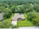 Aerial view of home with screened in pool and lush landscaping at 2409 Heather Manor Ln, Lutz, FL 33549