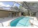 An inviting pool area is surrounded by a screened enclosure and lush landscaping at 271 Eastpoint Ct, Spring Hill, FL 34606