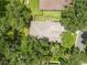 An aerial view of the house showcasing the roof, trees, and landscaping at 2910 Red Coat Cir, Brandon, FL 33511
