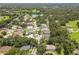 Wide aerial view showcasing a residential neighborhood with lush greenery and a serene lake at 2910 Red Coat Cir, Brandon, FL 33511