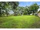 Expansive backyard featuring lush green grass, mature trees, and ample space for outdoor activities at 4708 Bugg Rd, Plant City, FL 33567