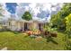 Lush backyard with a patio, tropical landscaping, and a mix of sunny and shady areas at 6084 71St N Ave, Pinellas Park, FL 33781