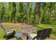 Backyard seating with a fire pit surrounded by mature trees at 8600 Shenandoah Run, Wesley Chapel, FL 33544