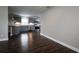 View of the kitchen featuring stainless appliances, gray cabinets, recessed lighting, and hardwood floors at 123 Jeffrey Dr, Brandon, FL 33511