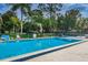Large community pool with plenty of lounge seating surrounded by lush landscaping and trees at 12400 Park Blvd # 311, Seminole, FL 33772
