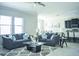 Open-concept living room with comfortable seating, a glass coffee table, and ample natural light at 13520 White Sapphire Rd, Riverview, FL 33579