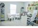 Bright office space with modern white desk, shelving, and decor in neutral tones for a clean, comfortable workspace at 13520 White Sapphire Rd, Riverview, FL 33579