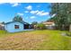 Spacious backyard featuring grass, a mature palm tree and a partial view of the home's exterior at 1421 Vinetree Dr, Brandon, FL 33510
