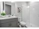 This bathroom is equipped with modern fixtures and a glass shower, offering functionality and style at 14626 Horse Trot Rd, Lithia, FL 33547