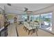 Open dining area featuring a glass table, modern decor, and patio access with pool views at 1811 Milford Cir, Sun City Center, FL 33573