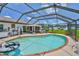 Enclosed pool features brick border, backyard with patio, and view of surrounding property at 1811 Milford Cir, Sun City Center, FL 33573
