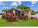 Backyard showcasing a screened-in lanai, mature trees, and vibrant landscaping at 27810 Sky Lake Cir, Wesley Chapel, FL 33544