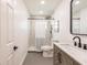 Modern bathroom featuring stylish vanity, updated fixtures, and walk-in shower at 3316 Port Charlotte Blvd, Port Charlotte, FL 33952