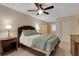 Comfortable bedroom with ceiling fan, complemented by a dresser, lamps, and soft colors for a calming retreat at 4160 Fruitville Rd # 77, Sarasota, FL 34232