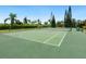 Well-maintained tennis court with lush green surface, surrounded by landscaping and tall trees at 780 Sarabay Rd # 16, Osprey, FL 34229