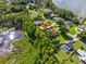Aerial view of the homes in the neighborhood near a scenic lake at 210 Lake Hobbs Rd, Lutz, FL 33548