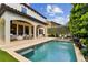 An inviting pool and outdoor living space with covered patio seating for outdoor entertainment at 4012 W Obispo St, Tampa, FL 33629