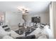 Comfortable living room with a ceiling fan and a decorative rug at 10270 Shady Preserve Dr, Riverview, FL 33578