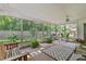 Relaxing screened porch with ample seating, ceiling fan, and views of the lush backyard at 16113 Tampa St, Lutz, FL 33548