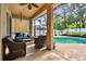 Inviting lanai features comfortable seating and views of the refreshing pool and backyard at 2009 Raven Manor Dr, Dover, FL 33527