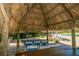 Relaxing tiki hut with picnic tables beside the community pool at 400 Island Way # 1606, Clearwater Beach, FL 33767