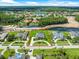 Stunning aerial view of property showcasing lush landscaping, circular driveway, and waterfront access at 4521 Cheval Blvd, Lutz, FL 33558