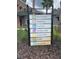 Community amenities sign listing The Landing, clubhouse, pool, grill, WiFi, trails and splash pad at 1596 Ludington Ave, Wesley Chapel, FL 33543