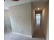 Hallway leading to a bedroom with neutral walls and plush carpeting at 1596 Ludington Ave, Wesley Chapel, FL 33543