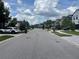 Street view of suburban neighborhood with manicured lawns and sidewalks on a sunny day at 1596 Ludington Ave, Wesley Chapel, FL 33543