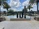 Community water feature surrounded by palm trees and open green space at 1596 Ludington Ave, Wesley Chapel, FL 33543