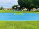Community basketball court features well-maintained blue surface, lush green surroundings, and mature shade trees at 5154 Balsam Dr, Land O Lakes, FL 34639