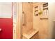 Walk-in shower features built in nook storage and bench at 101 N Corona Ave, Clearwater, FL 33765