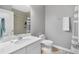 Modern bathroom featuring a sleek vanity, contemporary fixtures, and a clean, neutral color scheme at 18164 Turning Leaf Cir, Land O Lakes, FL 34638