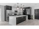 Chic kitchen featuring a large island, stainless steel appliances, and stylish black and gold lighting at 3909 W Oklahoma Ave, Tampa, FL 33616