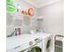 Laundry room with Samsung washer and dryer and shelving for storage at 4362 Wesley Ln, North Port, FL 34287