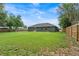 Large backyard with a well-maintained lawn and a privacy fence, perfect for outdoor activities at 6103 Fairway Dr, Ridge Manor, FL 33523