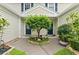 Inviting front entryway featuring a decorative tree, dual doors, and vibrant landscaping at 12336 Villager Ct, Tampa, FL 33625