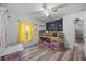 This bedroom has a bunk bed and yellow curtains providing a cheerful space at 3725 Grand Forks Dr, Land O Lakes, FL 34639