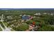 An aerial view shows the property's serene location with wooded surroundings, a lake, and easy access to the Gulf of Mexico at 4117 Daventry Ln, Palm Harbor, FL 34685
