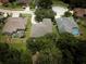 Aerial view featuring a quiet residential neighborhood with mature trees and well-maintained lawns at 1137 Pristine Pl, Lutz, FL 33549