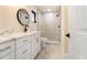 Stylish bathroom featuring a modern vanity, elegant fixtures, and a walk-in shower at 3568 Wilkinson Woods Dr # 23, Sarasota, FL 34231