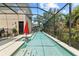 Relaxing in-ground pool under a screened enclosure features safety fence and offers a private space for outdoor leisure and enjoyment at 5955 Caldera Ridge Dr, Lithia, FL 33547