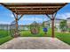 Backyard featuring a covered patio with swings and a view of the pond at 6555 Kenava Loop, Palmetto, FL 34221