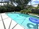 Inviting screened pool with spa and tropical landscaping, perfect for relaxation and enjoyment at 713 Rustic Oaks Dr, Palm Harbor, FL 34684
