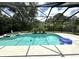 Relaxing screened-in pool with a spa and lush tropical landscaping at 713 Rustic Oaks Dr, Palm Harbor, FL 34684