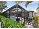 A beautiful screened pool with plenty of room for seating and surrounded by lush landscaping at 12928 Twin Bridges Dr, Riverview, FL 33579