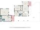 Detailed floor plan showcasing layout of bedrooms, kitchen, living room, baths, and outdoor features at 1432 San Juan Ct, Clearwater, FL 33756